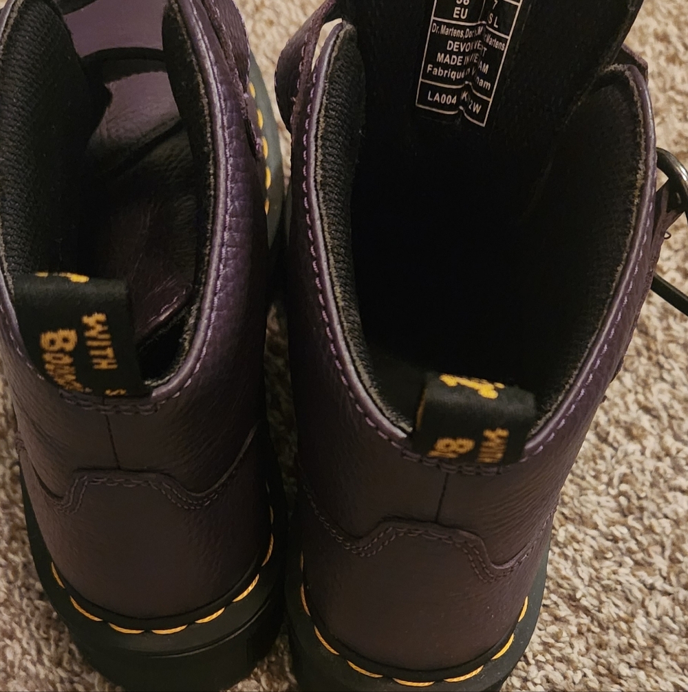 Dr. Martens Purple Leather Boots, Without The Box - Picture 3 of 4